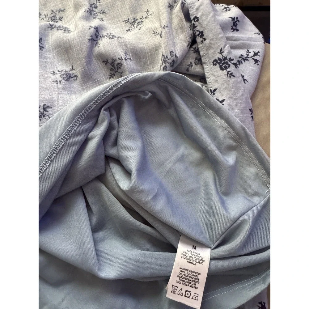 Aeropostale Blue Floral Tie Front Mini Dress Women's Medium Cottagecore - Picture 7 of 9